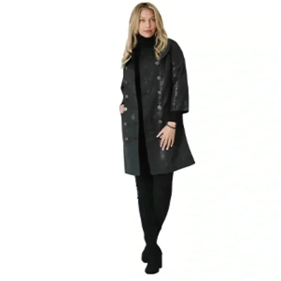 Amelia Metallic Cropped Sleeve Trench Jacket​​ - Picture 1 of 16